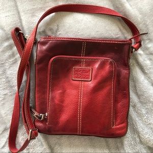 vintage red leather fossil crossbody bag